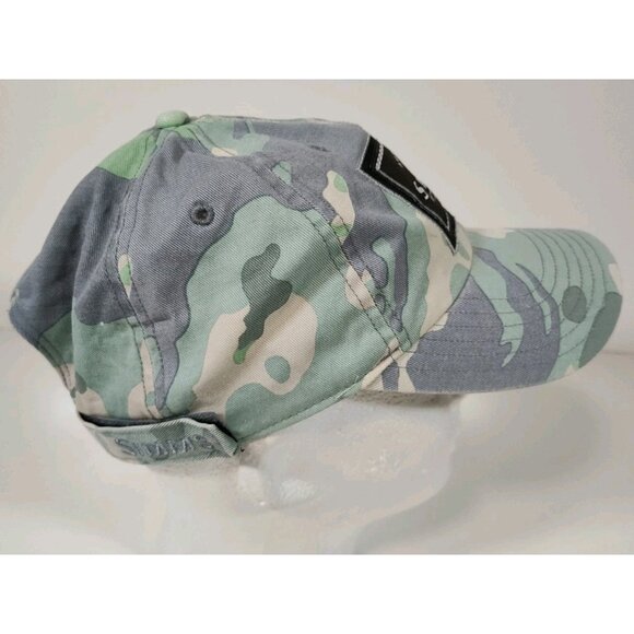 Simms Fishing Adjustable Strapback Hat Cap Green Blue Camo Embroidered Patch - Picture 4 of 8